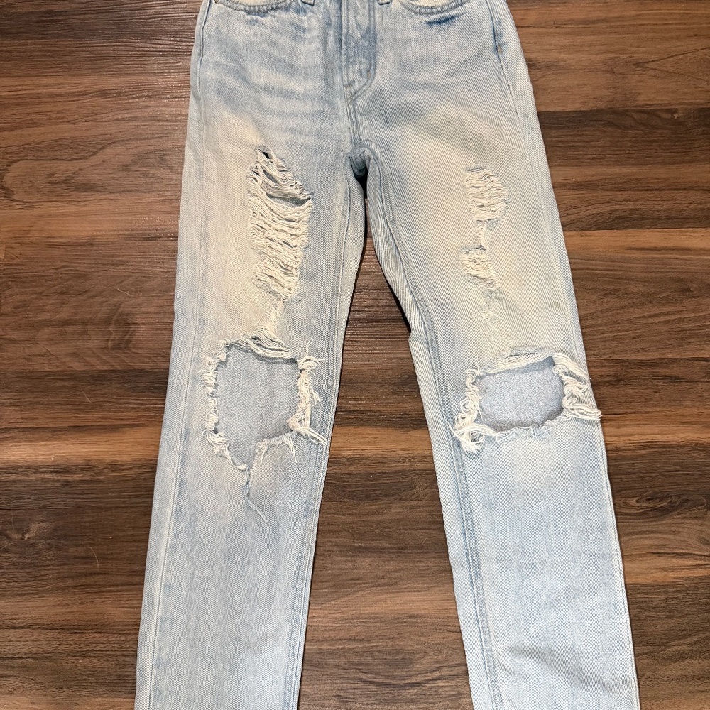 BDG Heavily Distressed Slim Straight High Rise Jeans